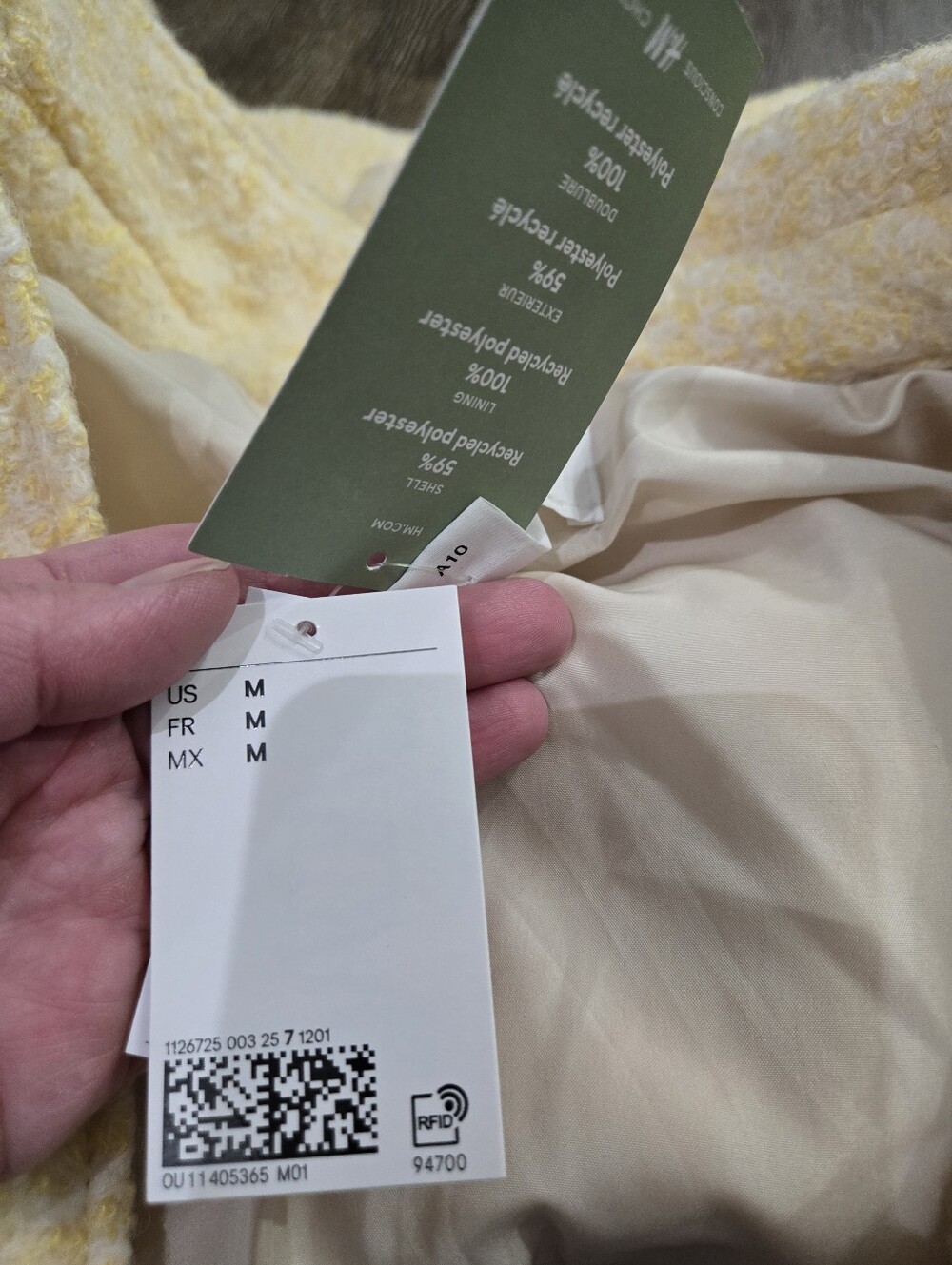 H&M Pale Yellow Bouclé Button-Up Jacket - Picture 5 of 5